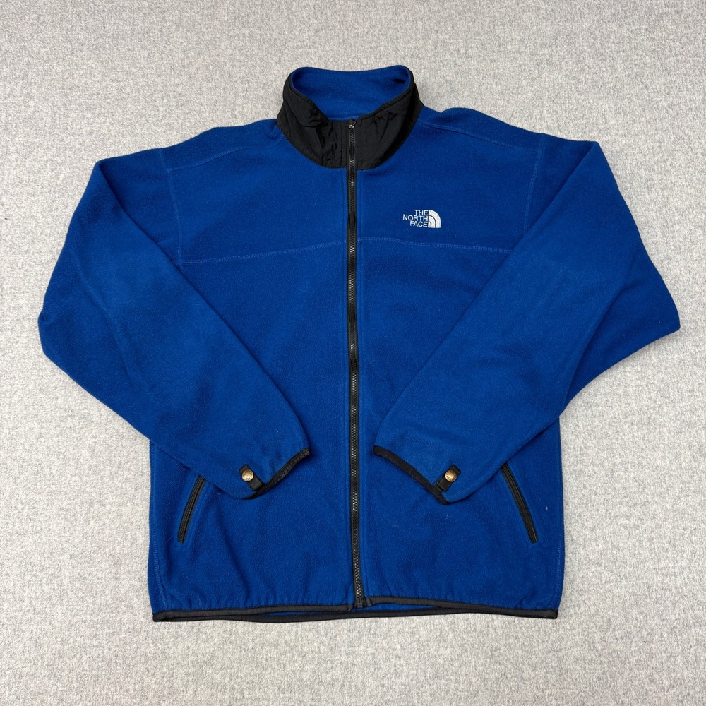 The North Face Fleece Jacket XL Blue Full Zip Mock Neck Outdoor Layer 2658